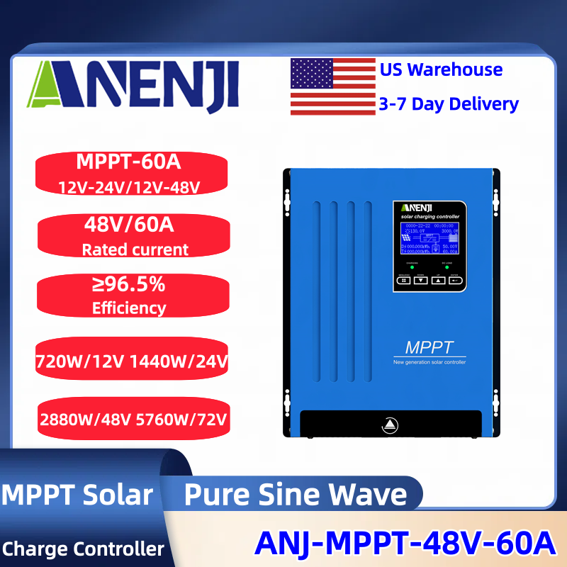 Solar Panel Monocrystalline - ANENJI MPPT 100A 80A 60A Regulator